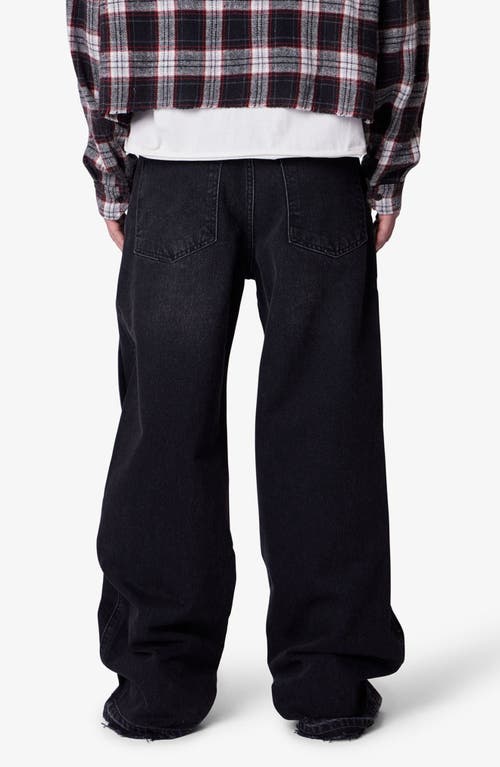 Mnml Offset Button Baggy Jeans In Black