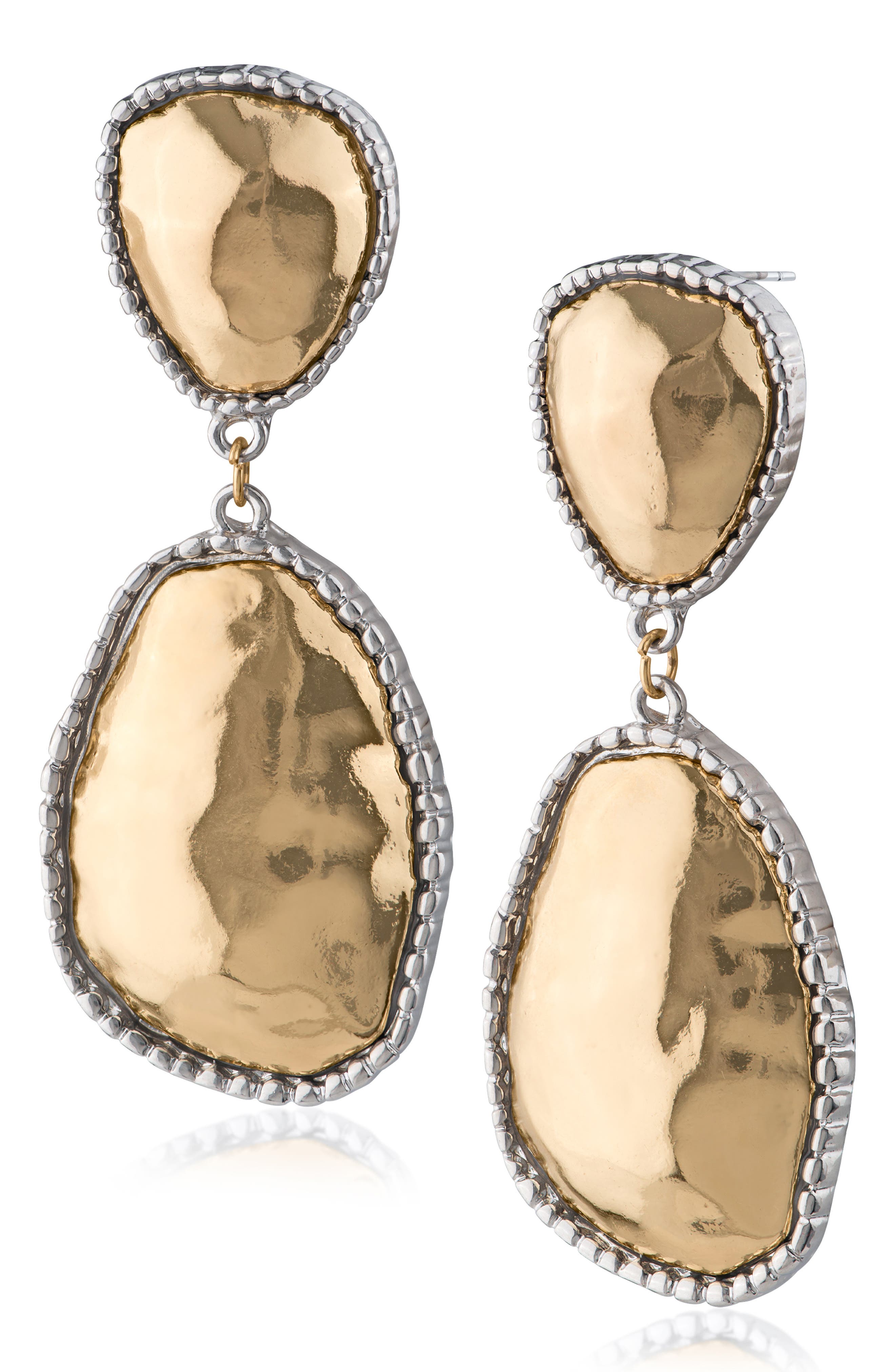 Hammered Organic Milgrain Drop Earrings