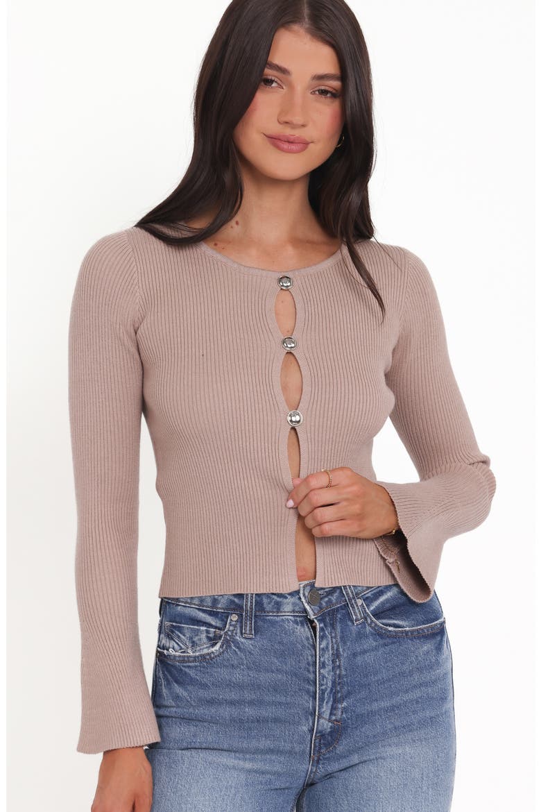 Rosienna Keyhole Cutout Rib Sweater, Alternate, color, TAUPE