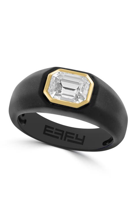 Zircon Statement Ring in Sterling Silver & 18K Yellow Gold