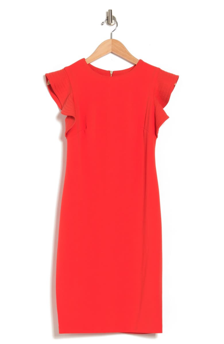 Calvin Klein Ruffle Shoulder Sheath Dress, Alternate, color, 