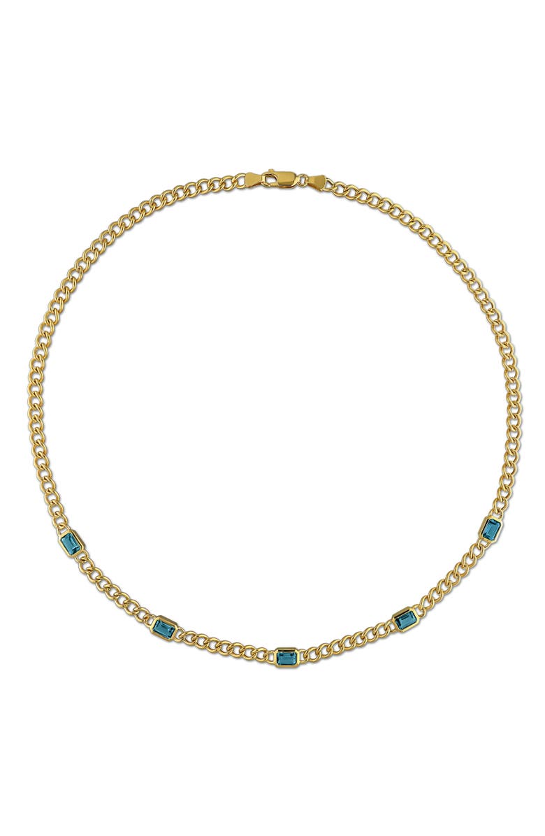 Julianna B. Birthstone Curb Link Station Necklace 14k, Alternate, color, Blue Topaz
