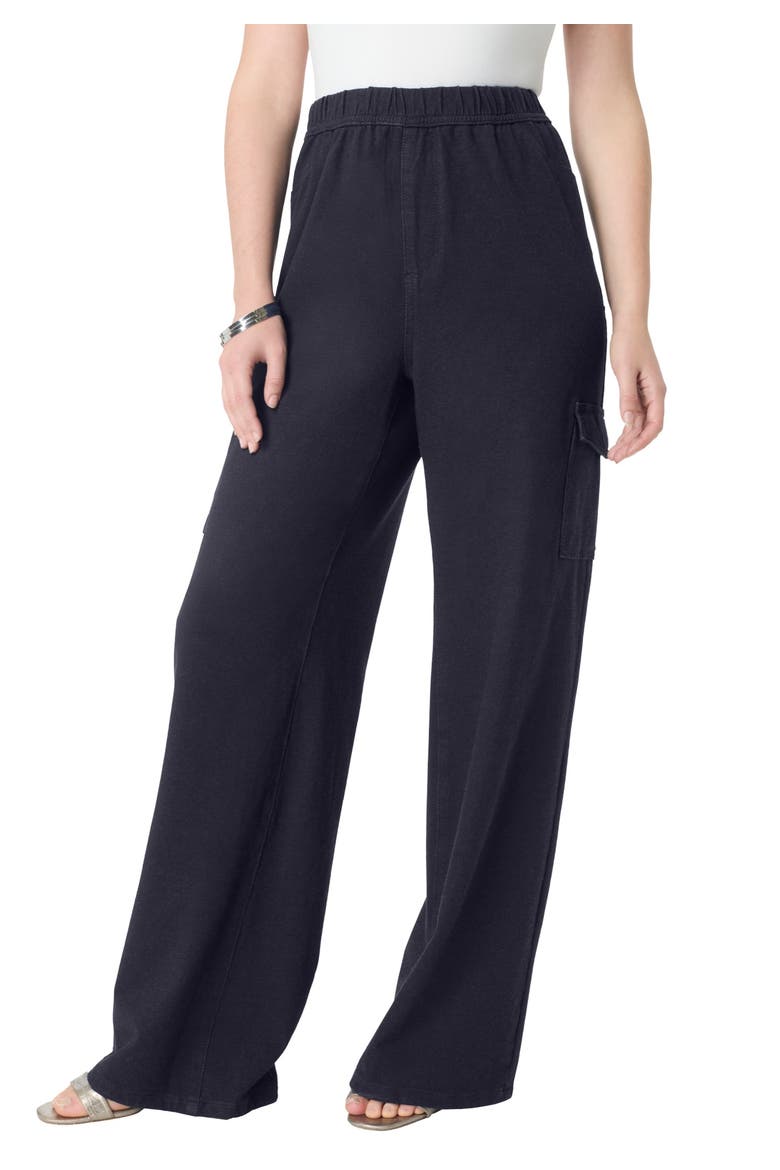 Wide Leg Cargo Knit Jean, Main, color, DARK WASH