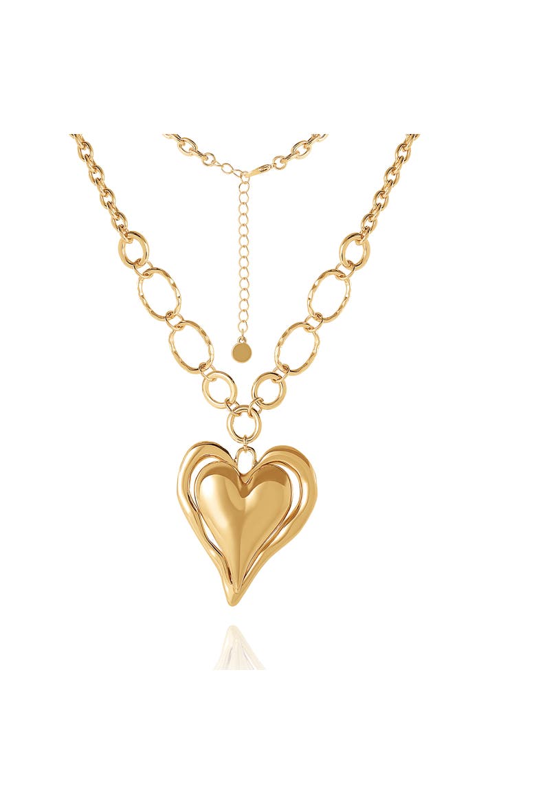 Linked Chain Heart Pendant Necklace, Alternate, color, Gold
