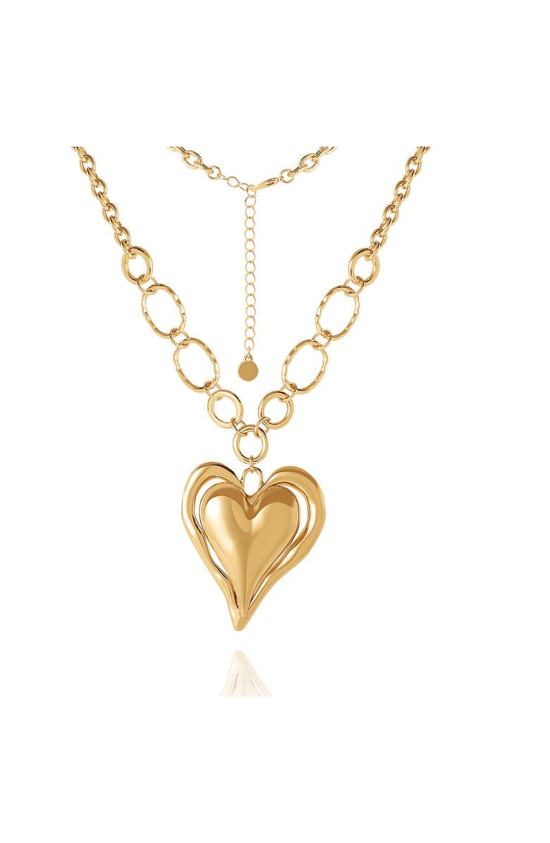 BCBGeneration Linked Chain Heart Pendant Necklace, Alternate, color, Gold