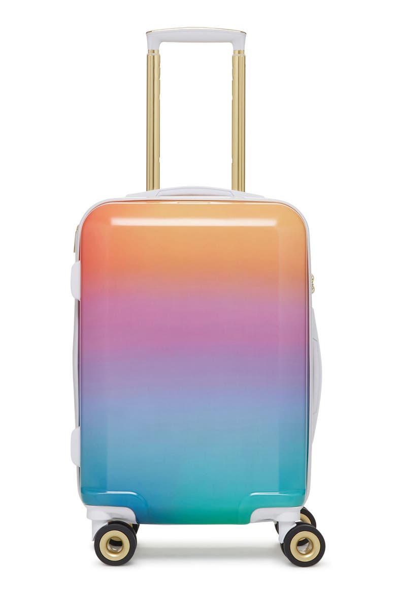 x Oh Joy! 20-Inch Hardshell Spinner Carry-On Suitcase, Main, color, SUNSET