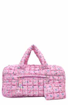 OMG Accessories Kids' Floral Scrunch Large Duffel Bag & Keychain Set