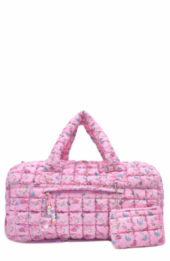 OMG Accessories Kids' Floral Scrunch Large Duffel Bag & Keychain Set