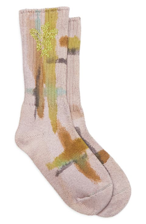Crystal Embellished Organic Cotton Crew Socks