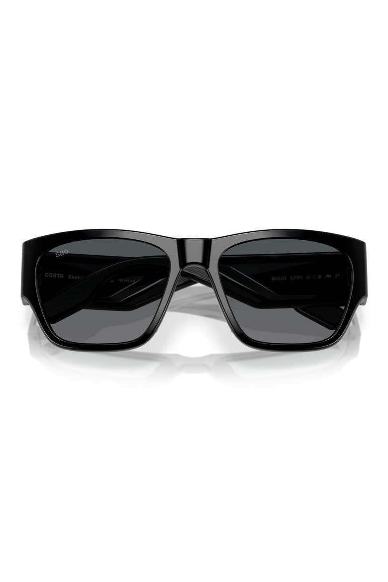 Suenos 57mm Polarized Rectangular Sunglasses, Alternate, color, BLACK/ GRAY GRADIENT 580G