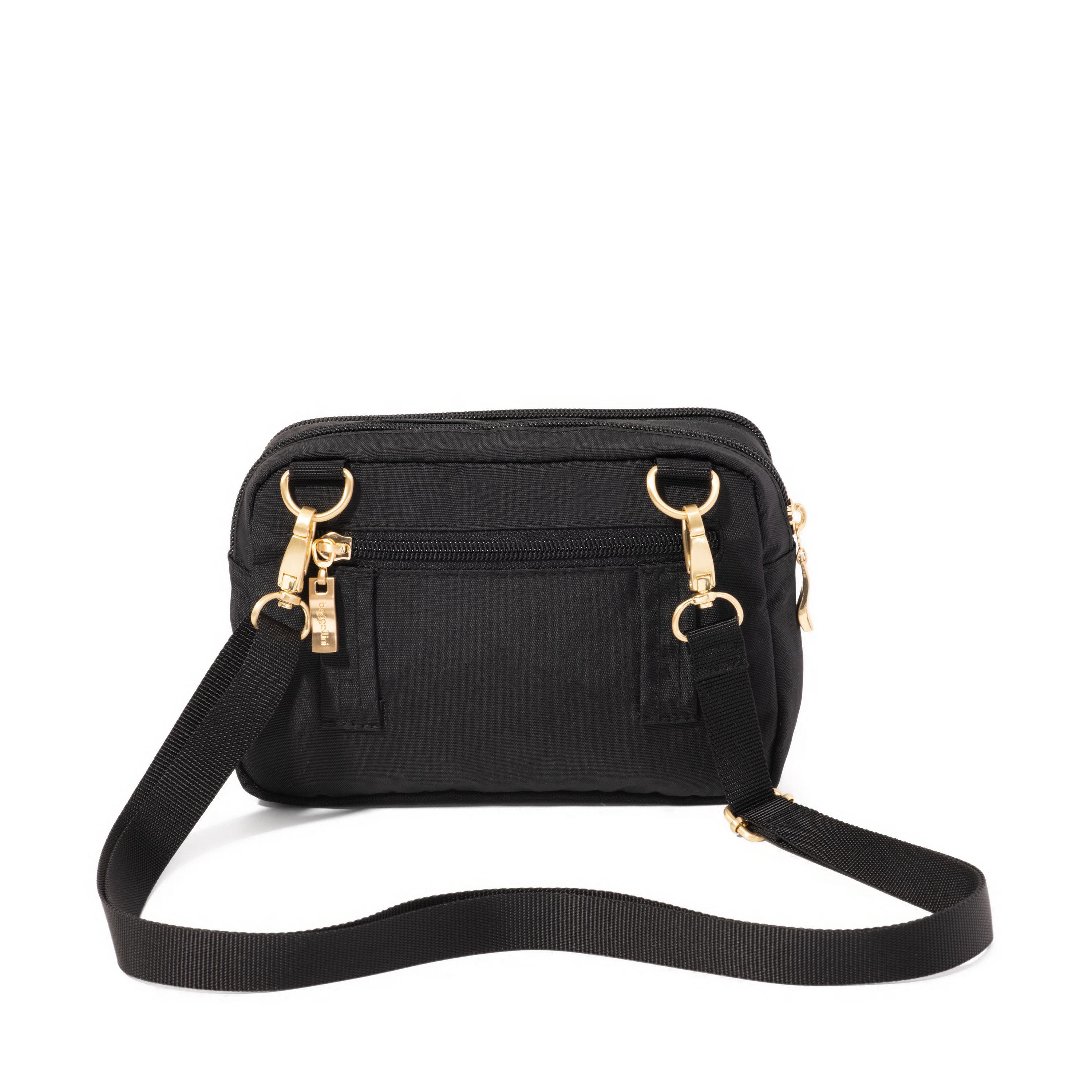 BAGGALLINI Trifecta RFID Wallet Crossbody Bag, Alternate, color, Black With Gold Hardware