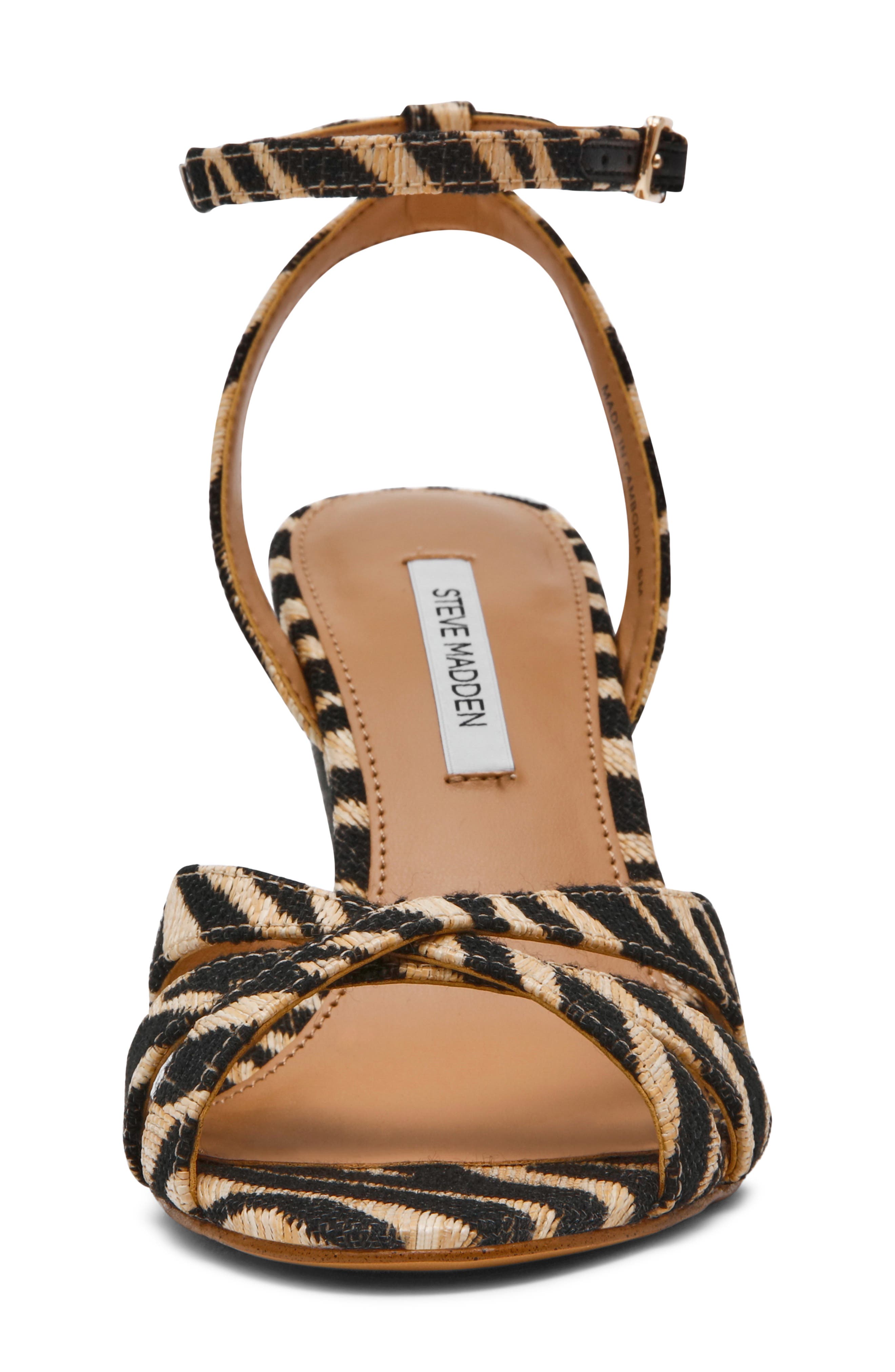 Steve Madden Harbor Ankle Strap Wedge Sandal, Alternate, color, Zebra