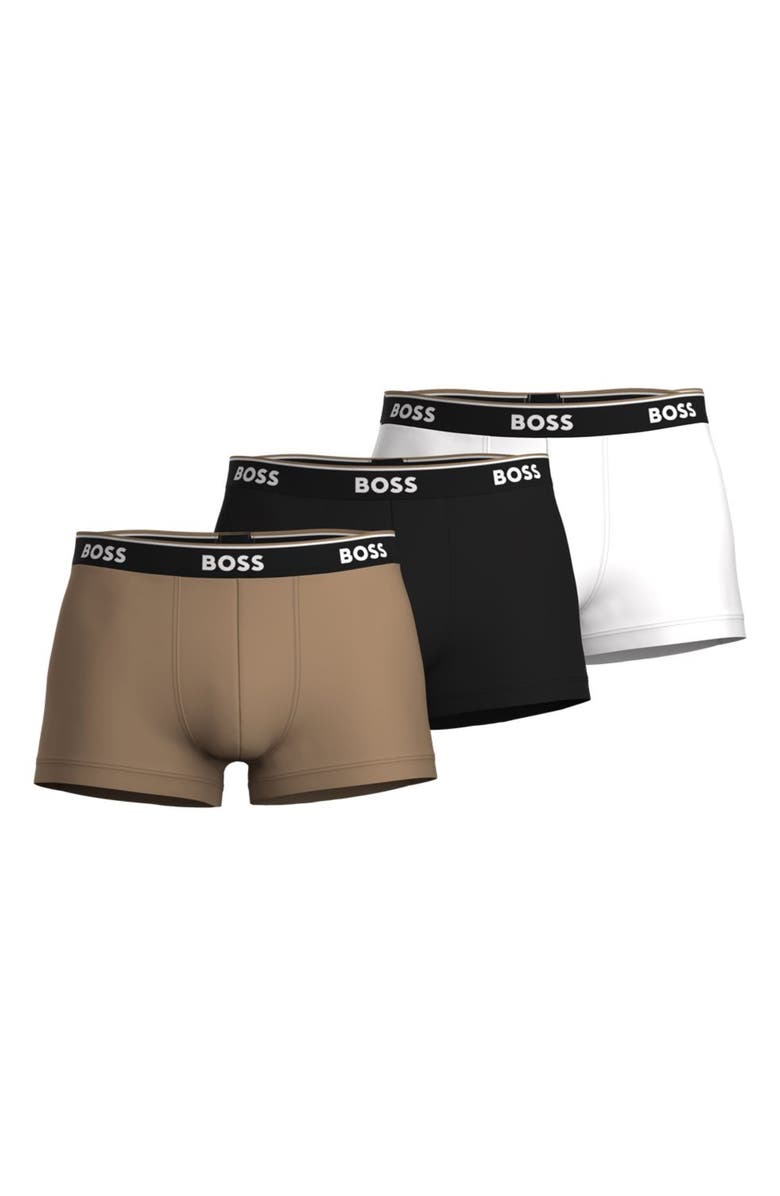 BOSS Assorted 3-Pack Power Cotton Stretch Jersey Trunks, Main, color, 
