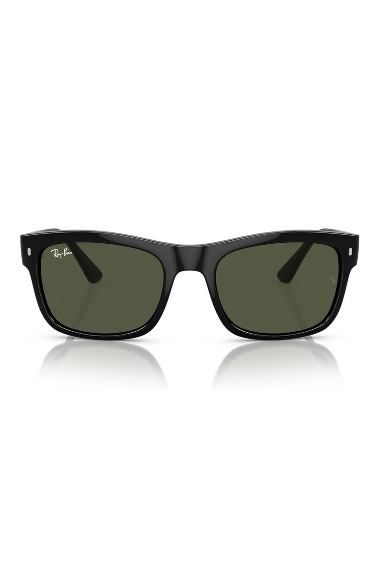 56mm Rectangular Sunglasses, Main, color, BLACK