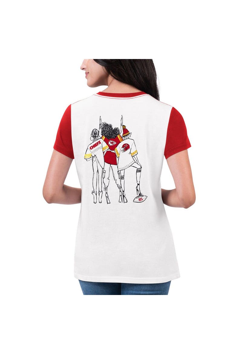 Women's G-III 4Her by Carl Banks White/Red Kansas City Chiefs Fashion Illustration T-Shirt, Alternate, color, White