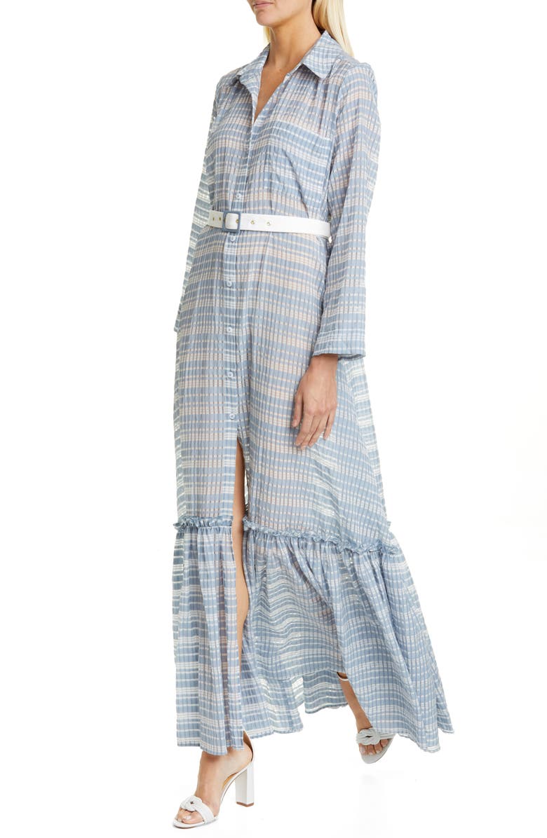 STAUD Rose Plaid Belted Maxi Dress, Alternate, color,