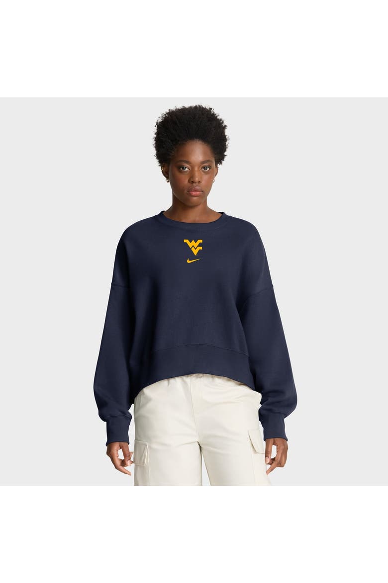 Women's Nike Navy West Virginia Mountaineers Oversized Phoenix Pullover Sweatshirt, Main, color, Navy