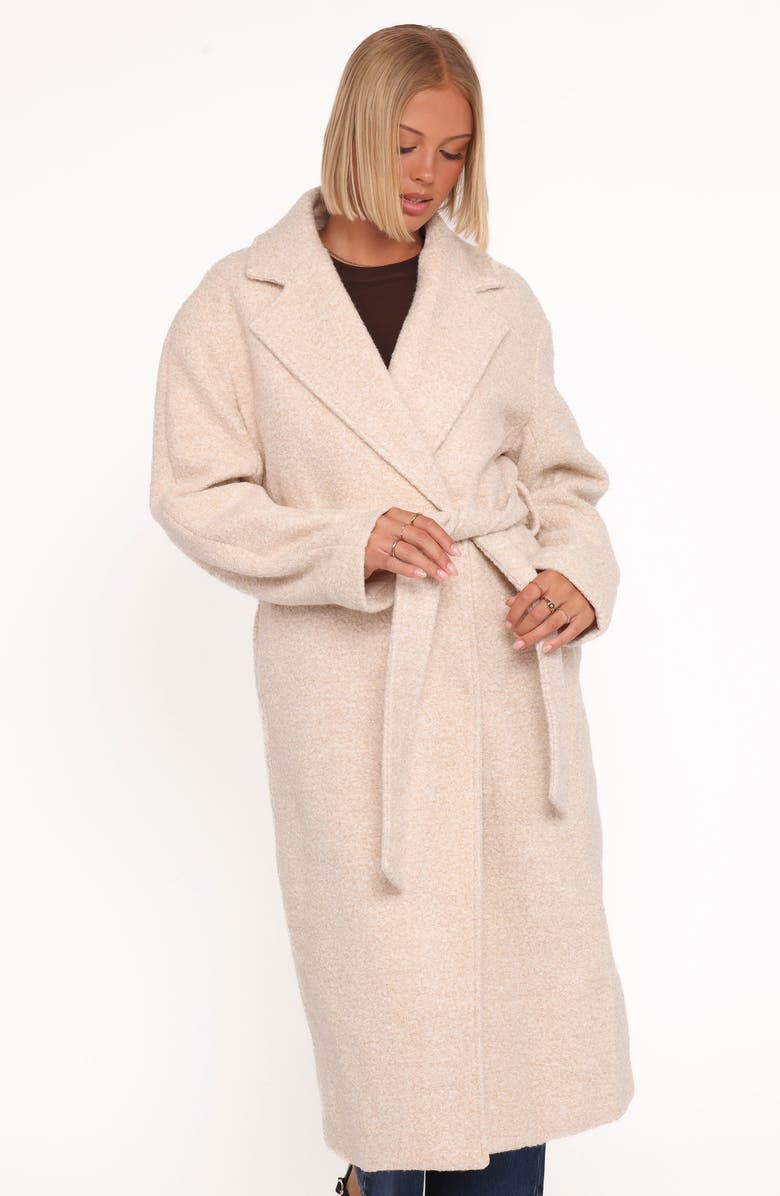 Petal & Pup Goodie Belted Faux Shearling Longline Coat, Alternate, color, Cream