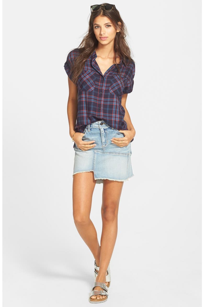 Treasure&Bond Drapey Plaid Shirt, Alternate, color, NAVY INDIGO TWIN SHIRTING