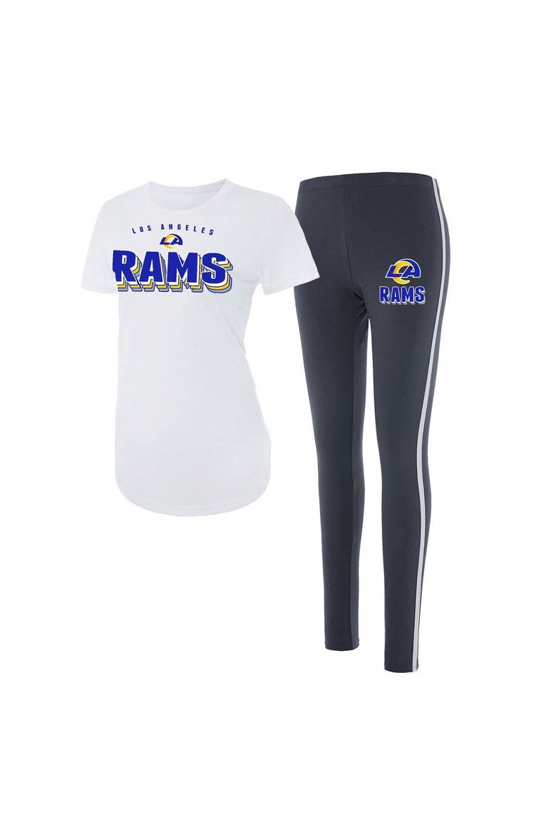 Women's Concepts Sport White/Charcoal Los Angeles Rams Sonata T-Shirt & Leggings Set, Main, color, White