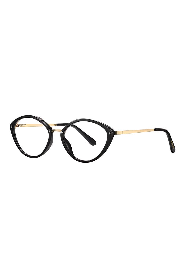 Posie 52mm Cat Eye Blue Light Blocking Glasses, Alternate, color, BLACK / CLEAR