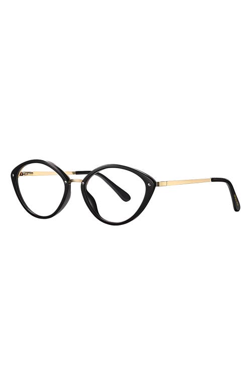 Fifth & Ninth Posie 52mm Cat Eye Blue Light Blocking Glasses In Black