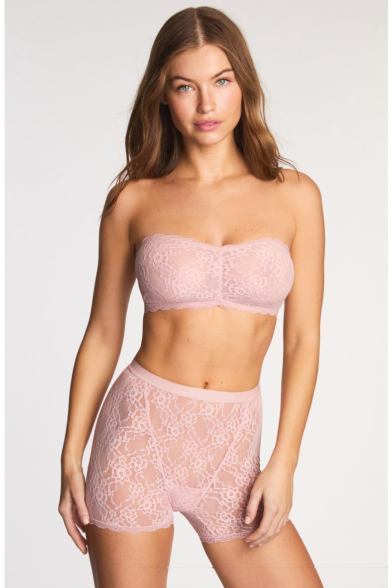 Effortlessly Strapless Lace Bandeau Bra, Alternate, color, BLUSH PINK