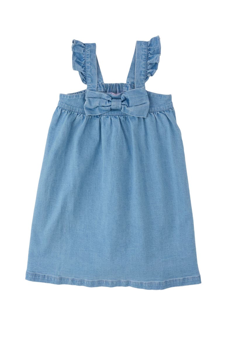 Stretch Denim Flutter Bow Dress, Main, color, Light Wash
