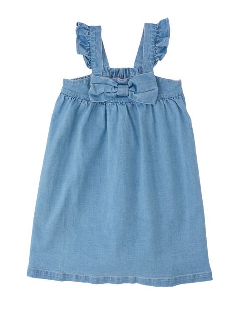 Stretch Denim Flutter Bow Dress