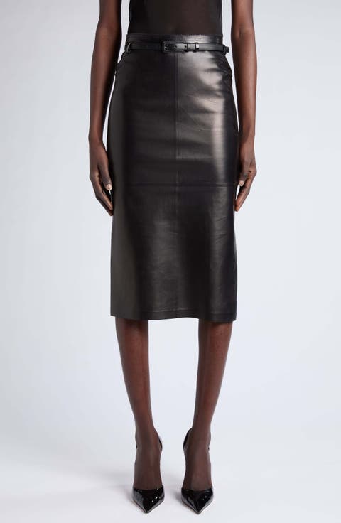 Guanteria Lambskin Leather Pencil Skirt