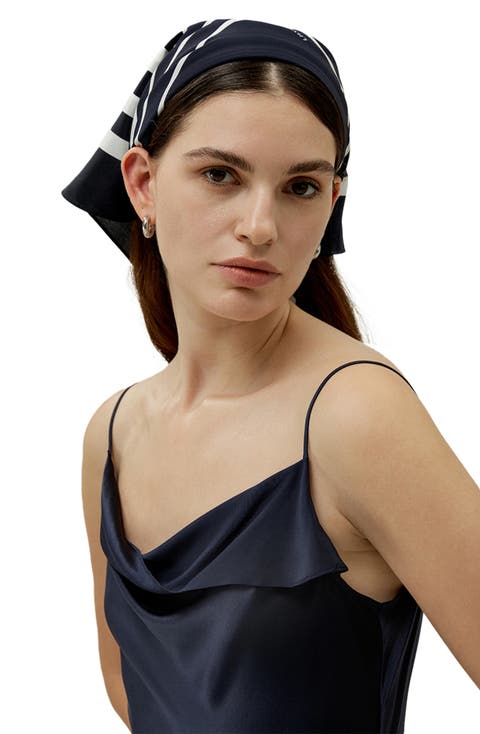 Geometric Print Silk Scarf