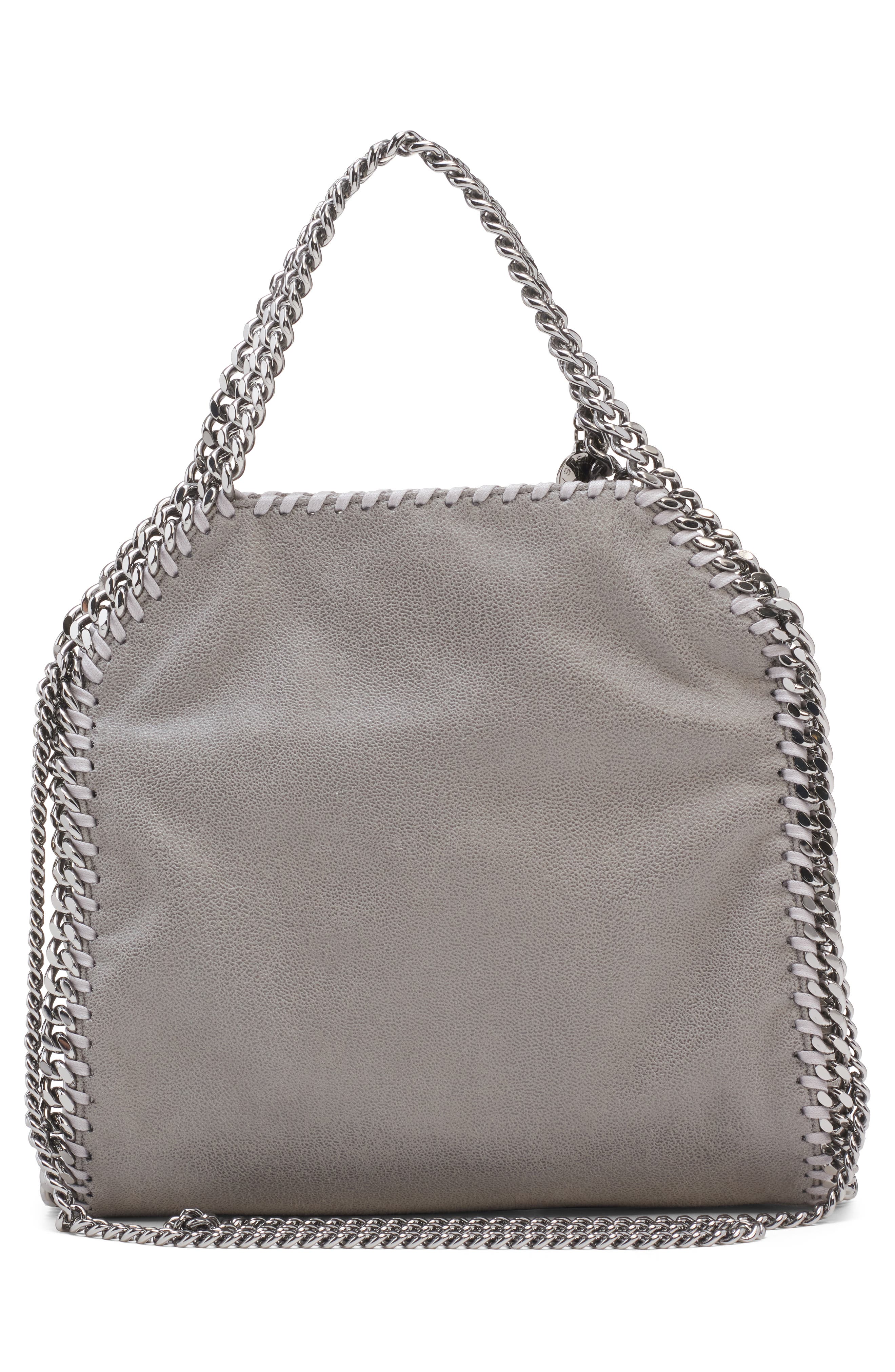 Falabella Shaggy Deer Faux Leather Foldover Tote, Alternate, color, LIGHT GREY