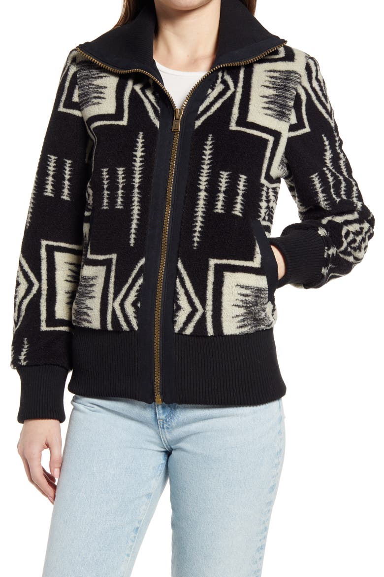 Women's Foxglove Print Zip Jacket, Alternate, color, IVORY HARDING
