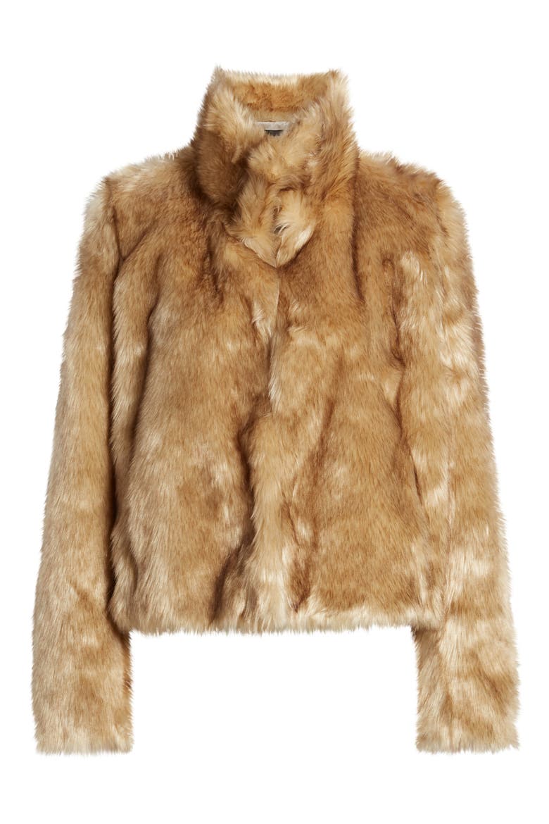 Faux Fur Crop Jacket (Nordstrom Exclusive), Alternate, color, TAN