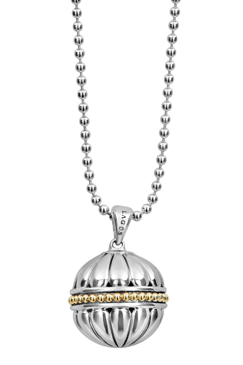 Caviar Talisman Beaded Band Ball Pendant Necklace, Alternate, color, SILVER/ 18K GOLD
