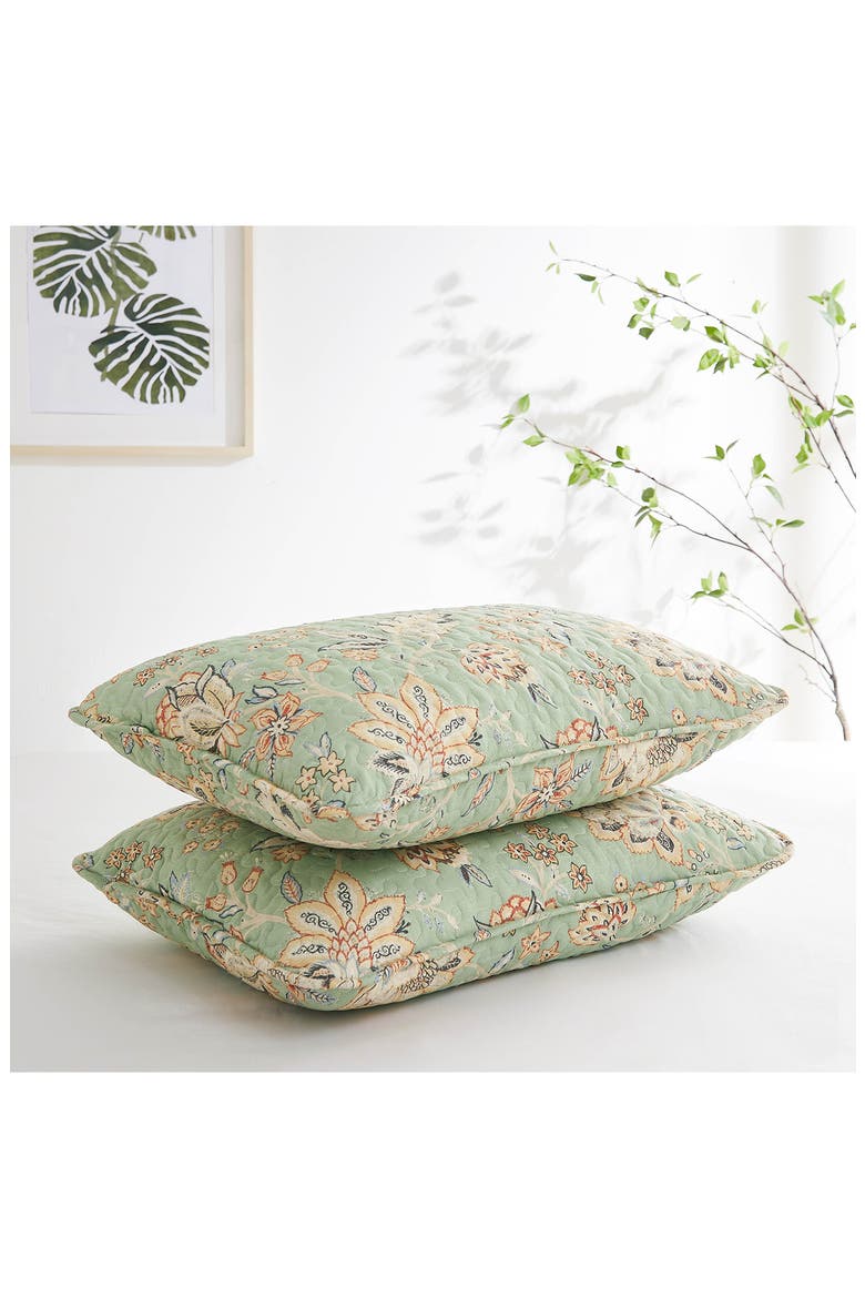 Jacobean Willow Oversize Quilt Set, Alternate, color, GREEN