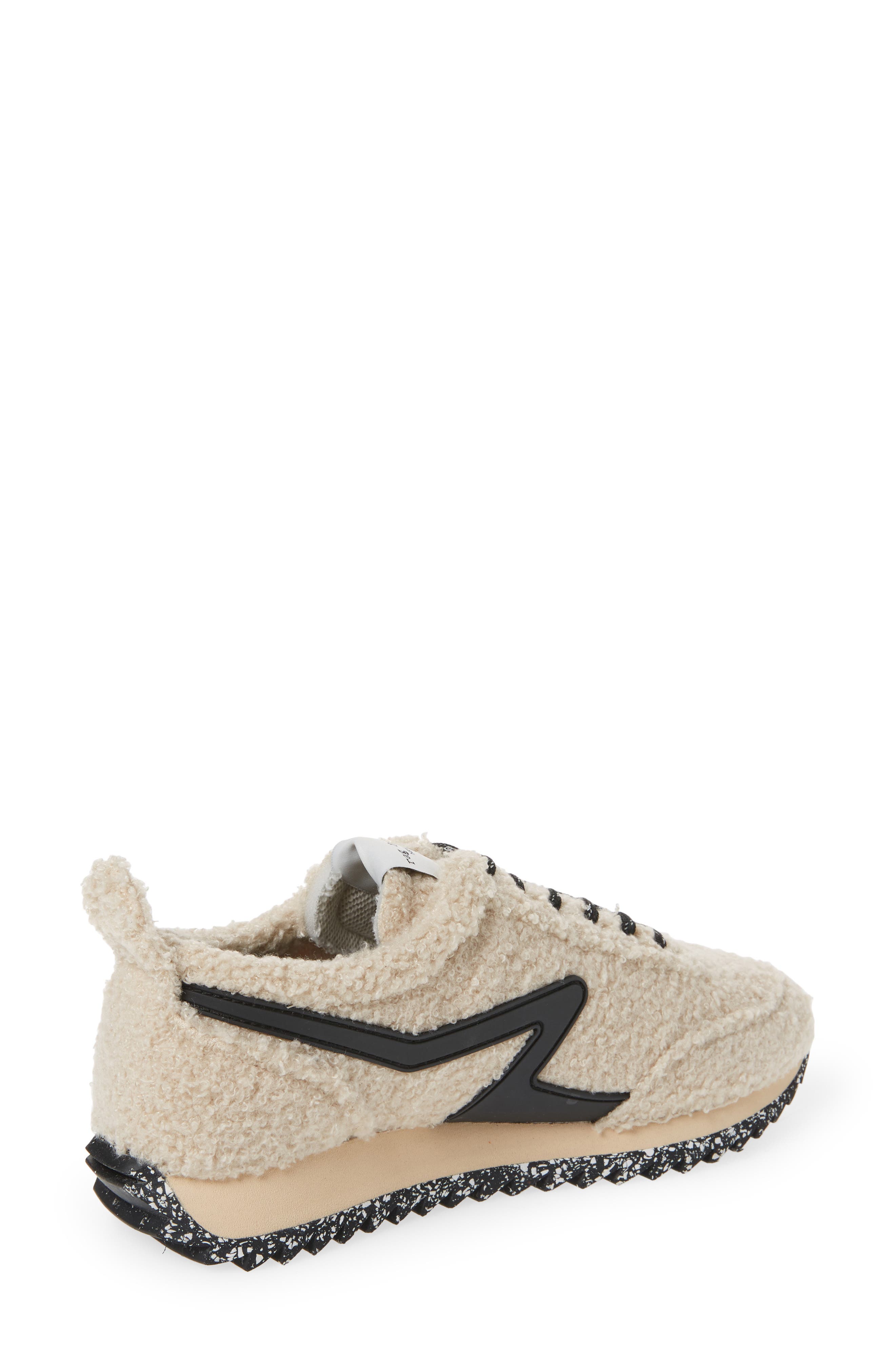 Retro Runner Faux Fur Sneaker, Alternate, color, BEIGE
