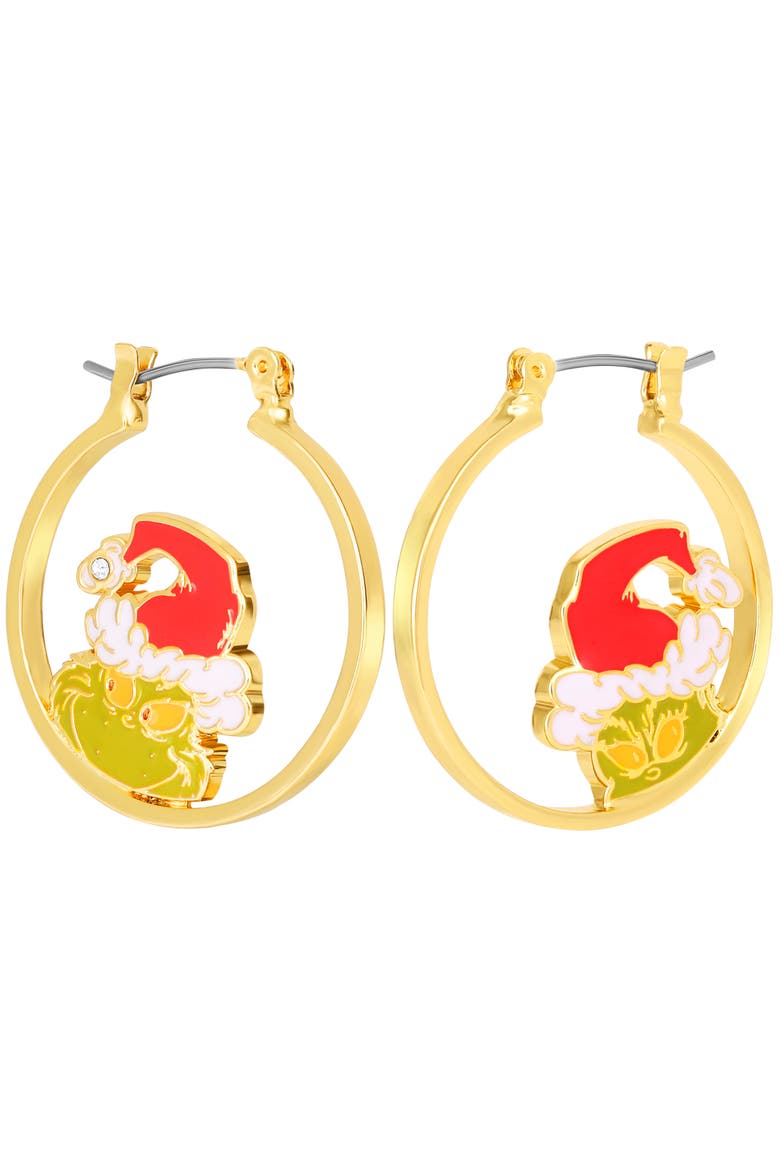 The Grinch Earrings for Women Official License, Mismatched Hoops, Main, color, Gold