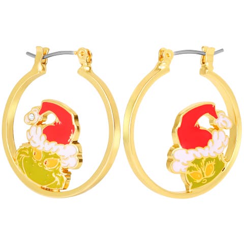 The Grinch Earrings for Women Official License, Mismatched Hoops