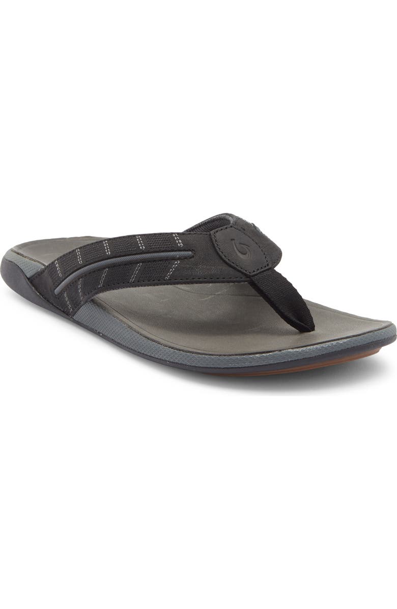 OluKai Tuahine Waterproof Flip Flop, Main, color, Lava Rock / Dark Shadow