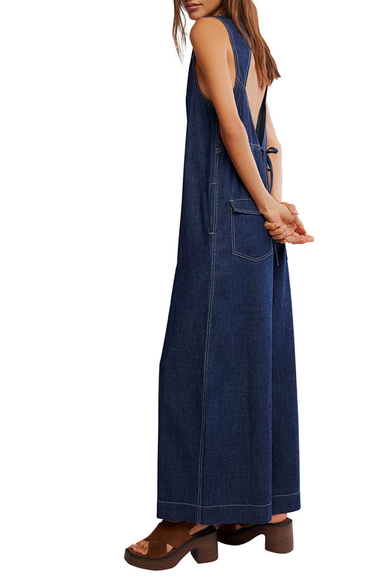 Free People Do No Wrong Denim Jumpsuit, Alternate, color, Chemisty