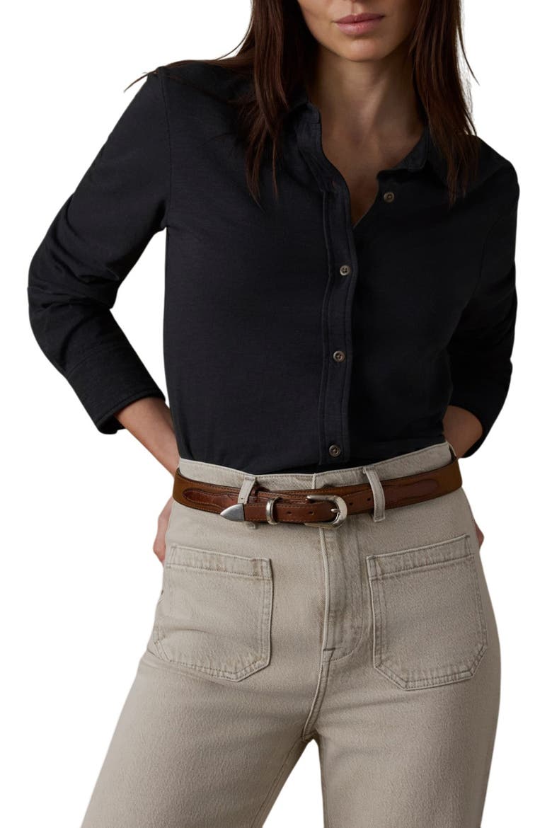 Sunwashed Knit Shirt, Main, color, WASHED BLACK
