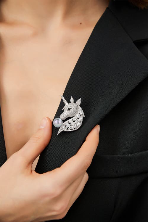 Classicharms Pavé Unicorn Brooch In Metallic