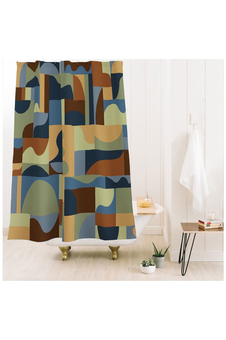 Collage Forest Shower Curtain, Alternate, color, GREEN