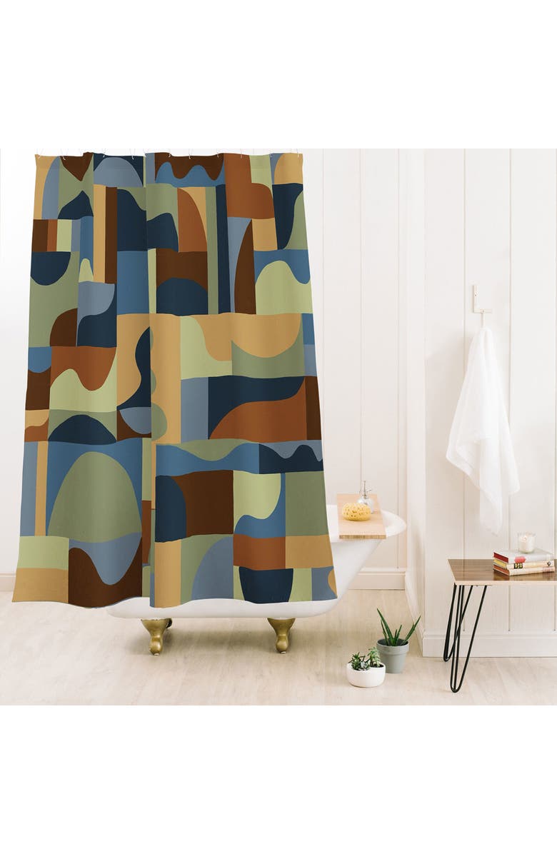 Deny Designs Collage Forest Shower Curtain, Alternate, color, Green