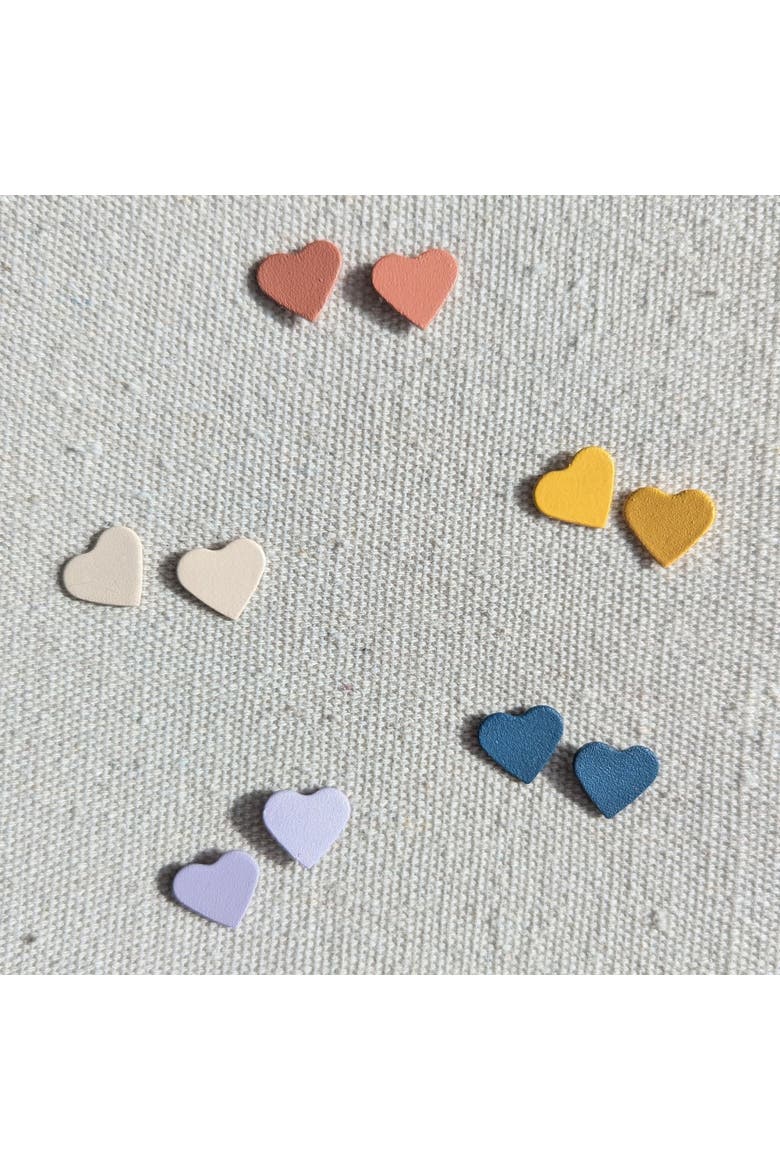 Heart Earrings, Alternate, color, Cream