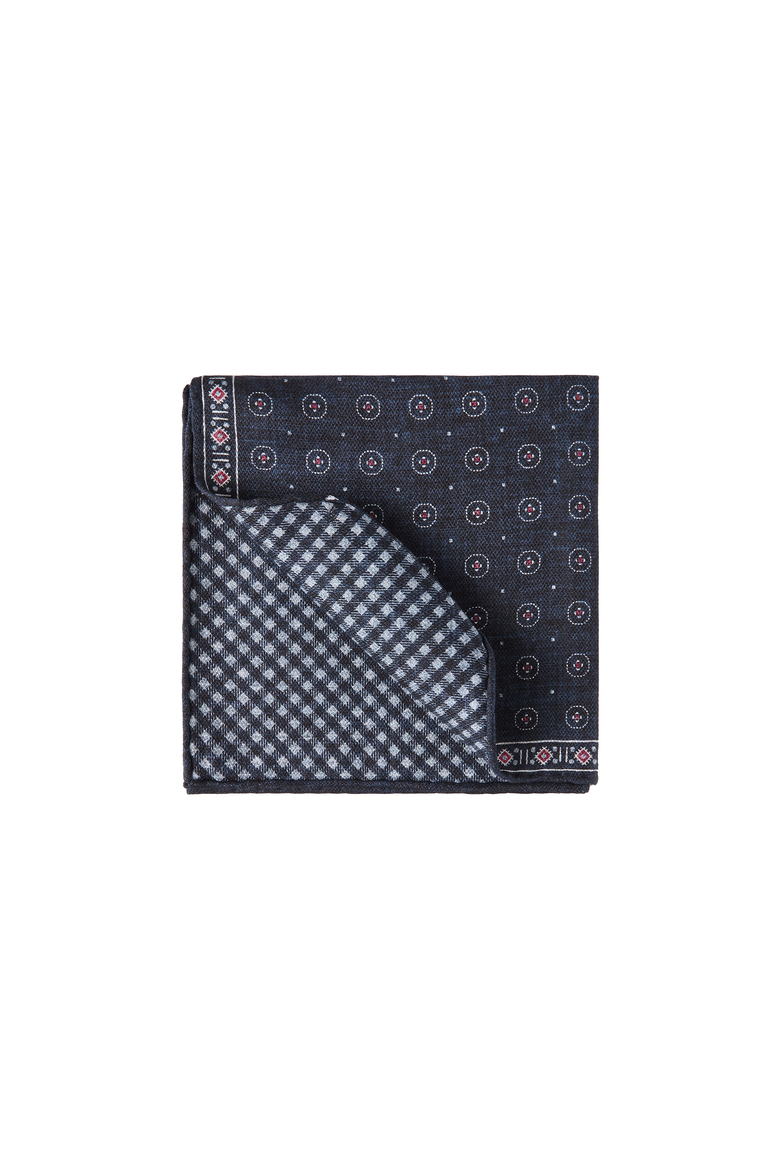 Silk patterned pocket square, Alternate, color, Navy Blue