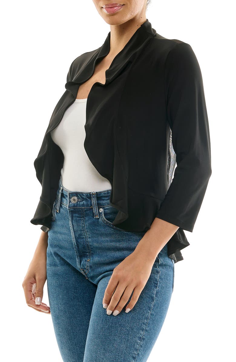 Nina Leonard Chiffon Ruffle Bolero, Alternate, color, Black