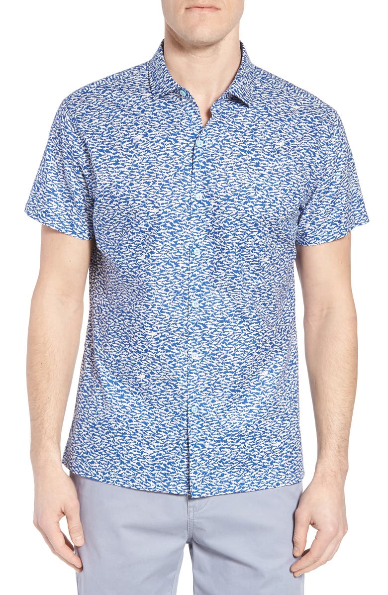Tori Richard Shark Tank Regular Fit Shirt, Main, color, Marina