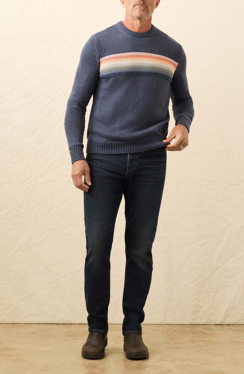 Faherty Heirloom Stripe Organic Cotton Crewneck Sweater, Alternate, color, Navy Lake Torch Stripe